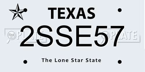 2SSE57 Texas License Plate