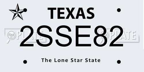 2SSE82 Texas License Plate