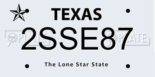 2SSE87 Texas License Plate