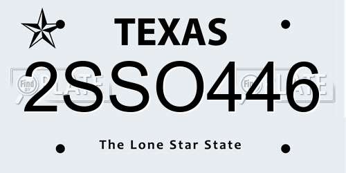 2SSO446 Texas License Plate
