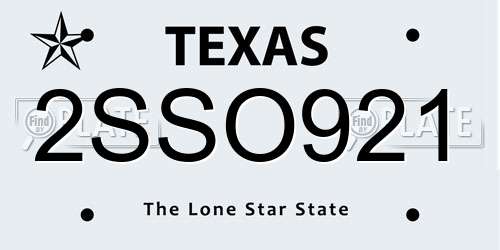 2SSO921 Texas License Plate