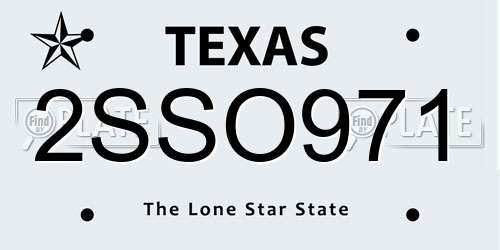 2SSO971 Texas License Plate