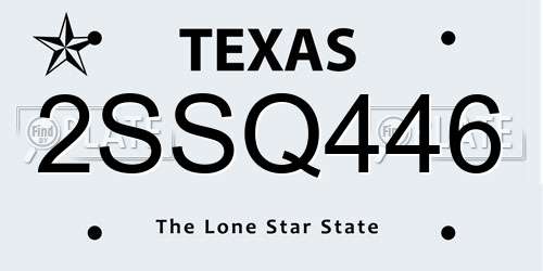 2SSQ446 Texas License Plate