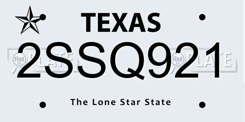 2SSQ921 Texas License Plate