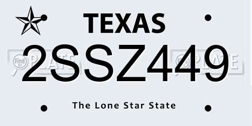 2SSZ449 Texas License Plate