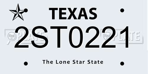 2ST0221 Texas License Plate