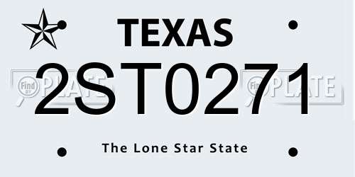 2ST0271 Texas License Plate
