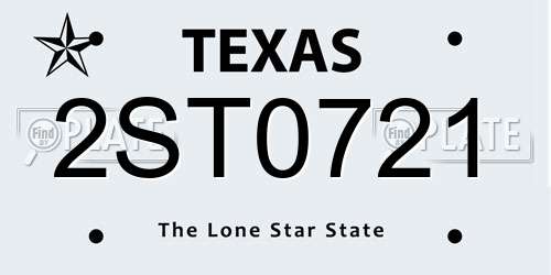 2ST0721 Texas License Plate