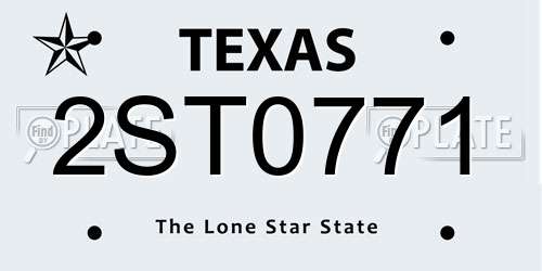 2ST0771 Texas License Plate