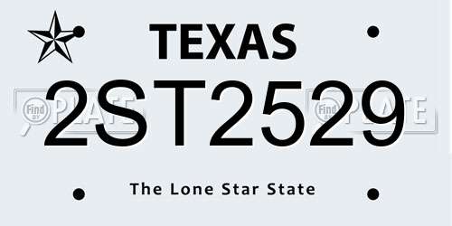 2ST2529 Texas License Plate