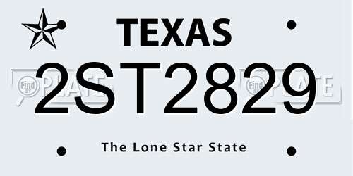 2ST2829 Texas License Plate