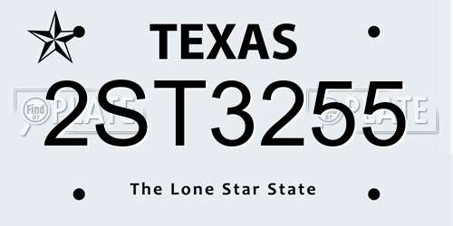 2ST3255 Texas License Plate