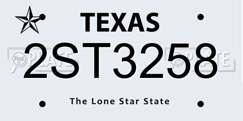 2ST3258 Texas License Plate