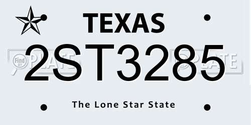 2ST3285 Texas License Plate