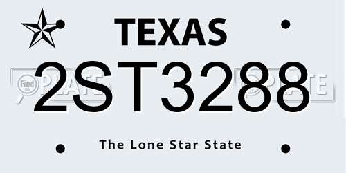 2ST3288 Texas License Plate