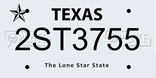 2ST3755 Texas License Plate