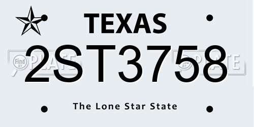 2ST3758 Texas License Plate