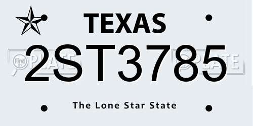 2ST3785 Texas License Plate