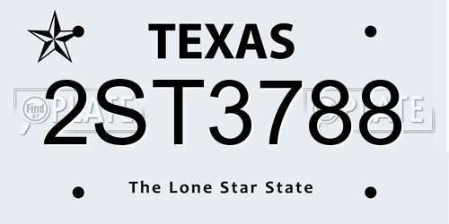 2ST3788 Texas License Plate