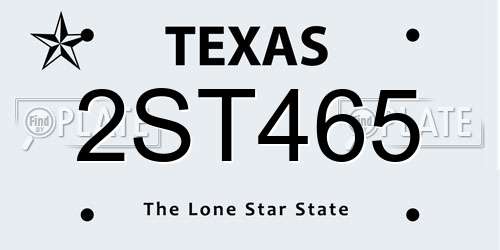 2ST465 Texas License Plate