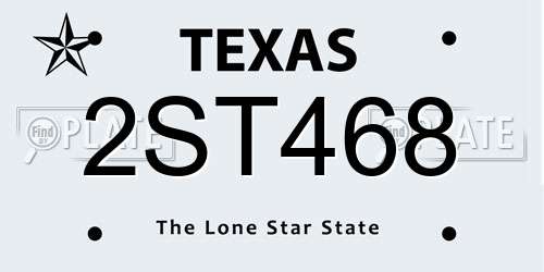 2ST468 Texas License Plate