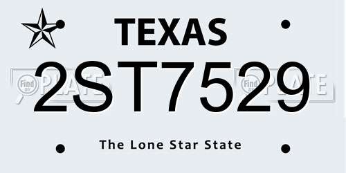 2ST7529 Texas License Plate