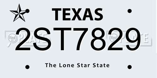 2ST7829 Texas License Plate