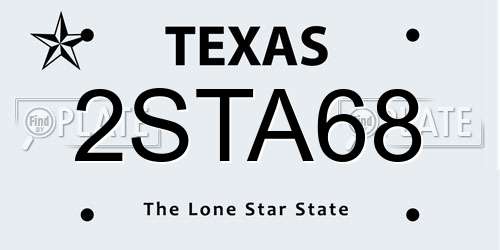 2STA68 Texas License Plate