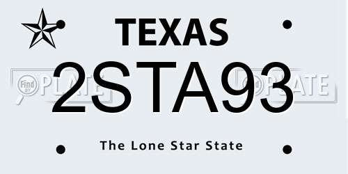 2STA93 Texas License Plate
