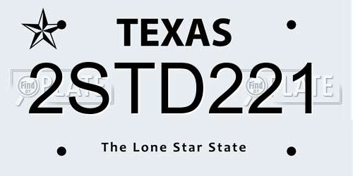 2STD221 Texas License Plate