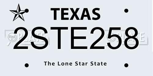 2STE258 Texas License Plate