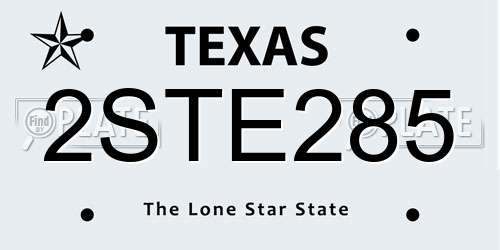 2STE285 Texas License Plate