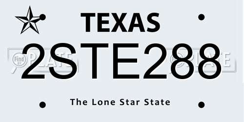 2STE288 Texas License Plate