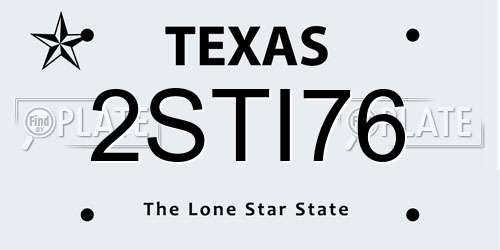 2STI76 Texas License Plate