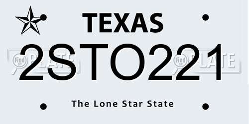 2STO221 Texas License Plate
