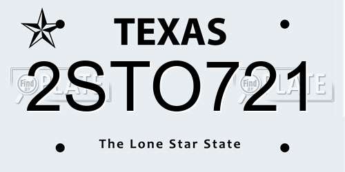 2STO721 Texas License Plate