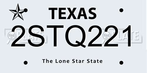 2STQ221 Texas License Plate