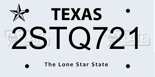 2STQ721 Texas License Plate
