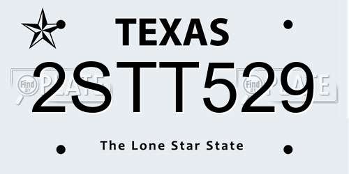 2STT529 Texas License Plate