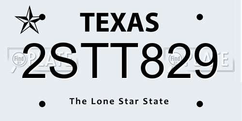 2STT829 Texas License Plate
