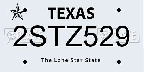 2STZ529 Texas License Plate