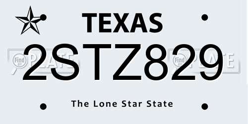 2STZ829 Texas License Plate