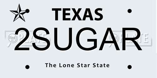 2SUGAR Texas License Plate