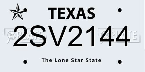 2SV2144 Texas License Plate