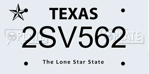 2SV562 Texas License Plate