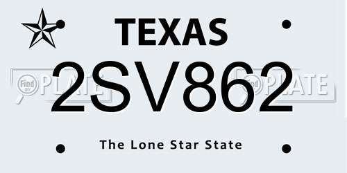 2SV862 Texas License Plate