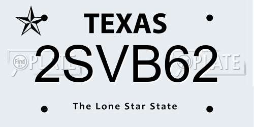 2SVB62 Texas License Plate