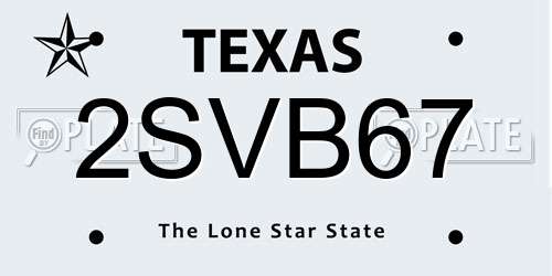 2SVB67 Texas License Plate