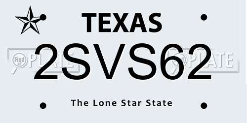 2SVS62 Texas License Plate