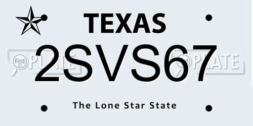 2SVS67 Texas License Plate